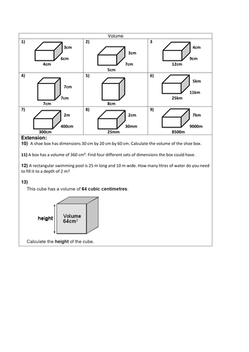 KS2 -  Volume of 3D shapes - cube - cuboid - Year 5 or 6