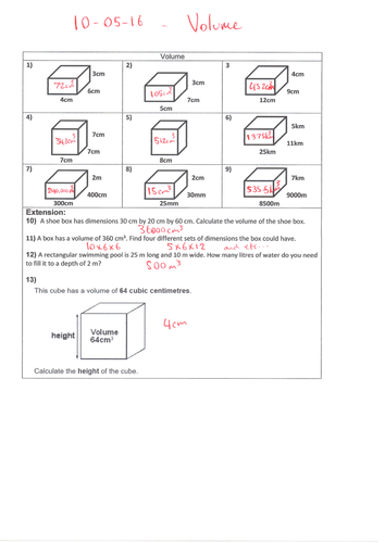 Volume of 3D shapes - cube - cuboid 