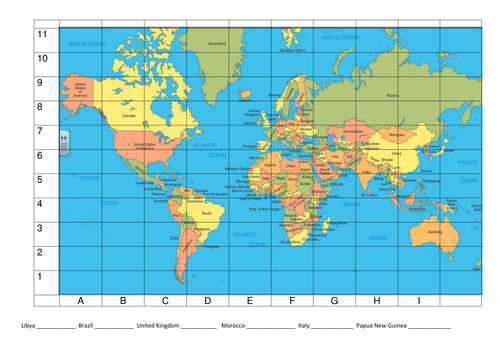 World Map with Coordinates by holt_becci - Teaching Resources - Tes