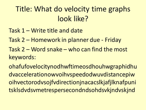 Velocity time graphs