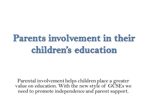 Parental involvement- INSET