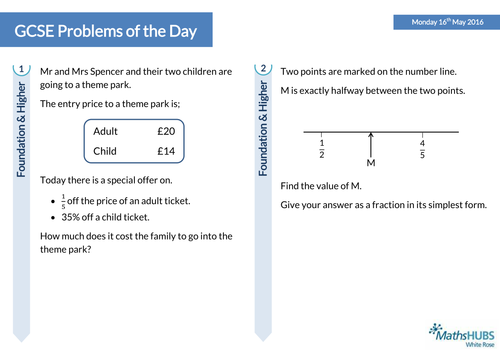 GCSE Problem Solving Questions of the Day - 16th May
