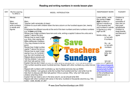 Number in Words KS2 Worksheets, Lesson Plans, PowerPoint, Flashcards and Plenary