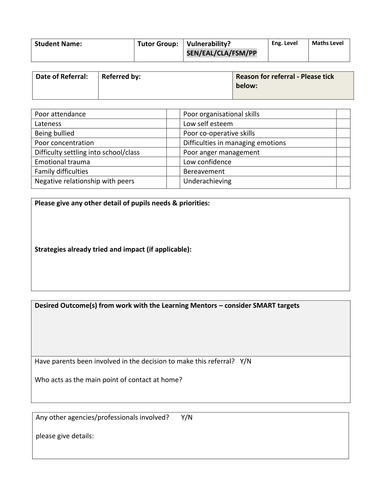 Printables Mentoring Worksheets learning mentor resources by amarchie teaching tes