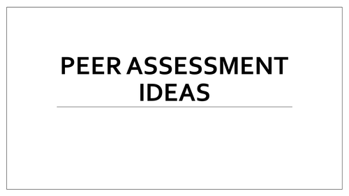 Peer Assessment Ideas