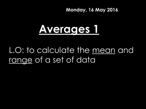 Calculating Averages and Range (with questions and answers)