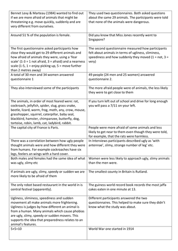 Psychology Edexcel Phobias Paper Two Unit 2