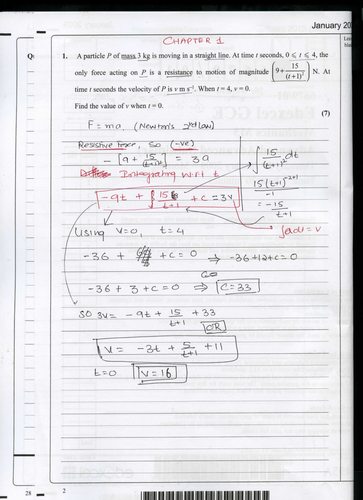 M3 Edexcel Jan 2009 Model answers