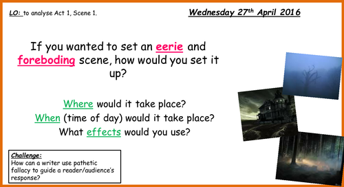 Lesson on Act 1, Scene 3 Macbeth - AQA 2017 GCSE scheme 