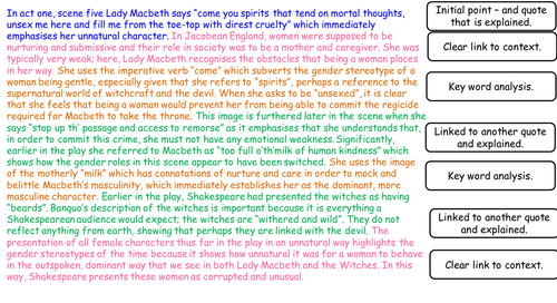 Lesson on Act 1, Scene 5 Macbeth - AQA 2017 GCSE scheme. Extended writing lesson 