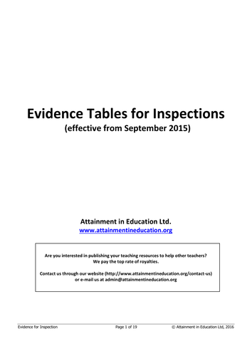 Evidence Tables for Inspections