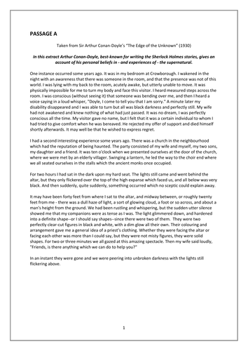 Cambridge IGCSE English (0522 UK) EXTENDED tier practice exam paper: PARANORMAL