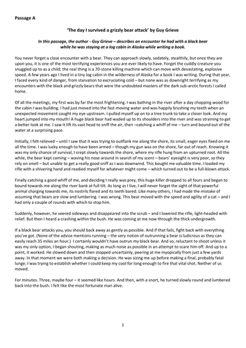 Cambridge IGCSE (0522 UK): EXTENDED tier practice exam paper: GRIZZLY BEAR