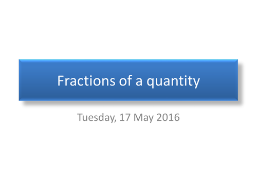 Introduction to finding a fraction of a quantity