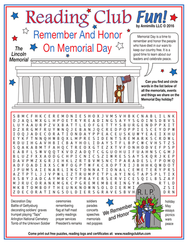 Remember On Memorial Day Word Search Puzzle