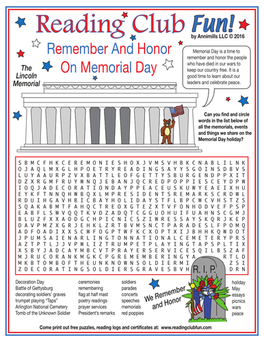 remember on memorial day word search puzzle teaching