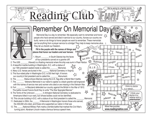 bundle remember on memorial day two page activity set and