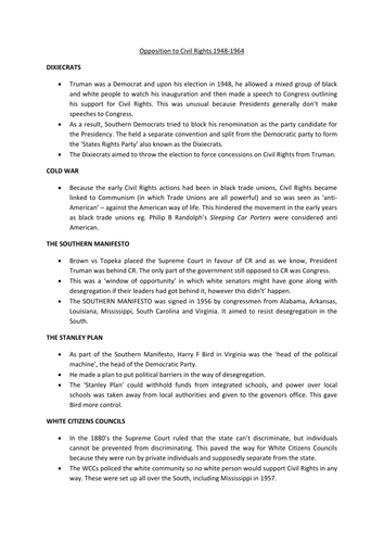 Lecture notes on Opposition to Civil Rights
