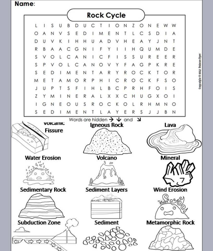 Rock Cycle Word Search Coloring Book Teaching Resources