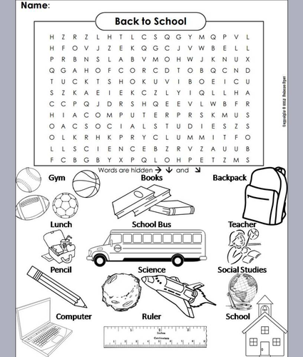 Beginning of the Year Word Search/ Coloring Book