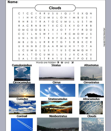 Clouds Word Search