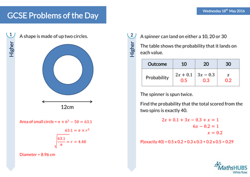 GCSE Problem Solving Questions of the Day - 18th May