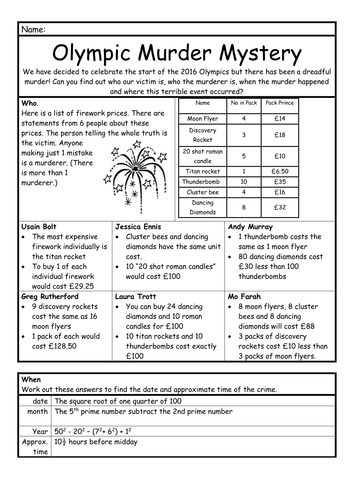  mental calculations and number work