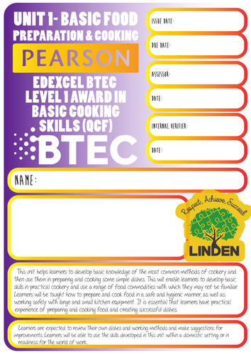 Pearson BTEC Level 1 Award in Basic Cooking Skills (QCF) All Units 