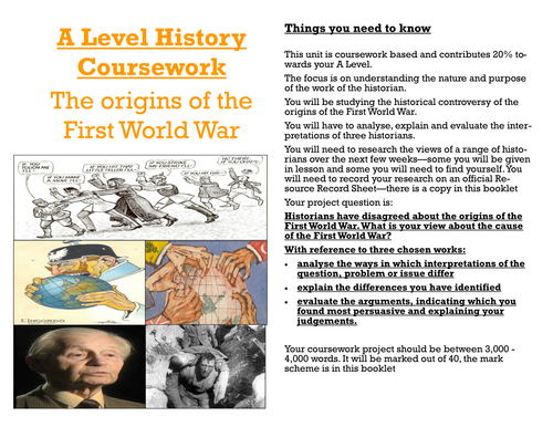 Edexcel A Level History Coursework 2015 Spec - Origins of WW1 - Complete set of resources
