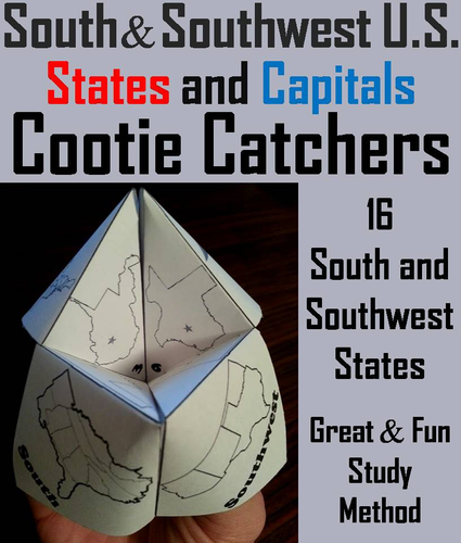 States and Capitals: South and Southwest Cootie Catchers