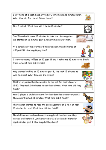 problem solving with time word problems