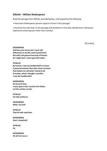 AQA A AS LTA NEW SPEC - Othello extract question