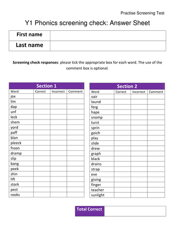 KS1  Phonics Screening Mock Tests Part 2