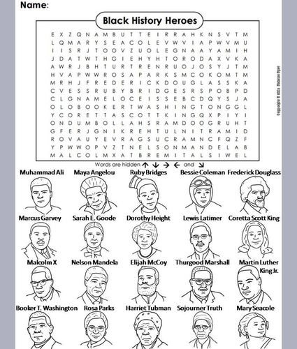 black history month word search teaching resources