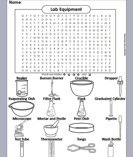 science lab equipment worksheet elementary