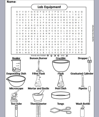 Lab Equipment Word Search | Teaching Resources
