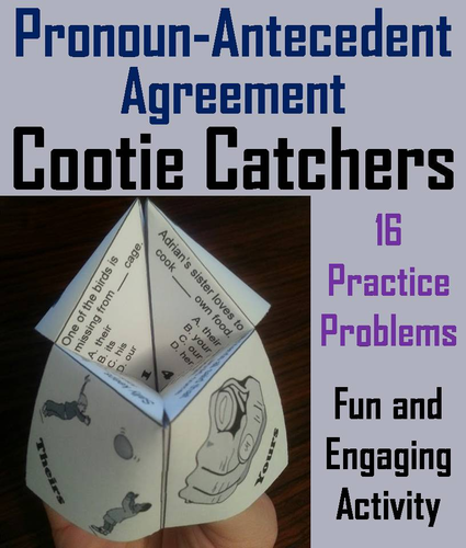 pronoun-antecedent-agreement-cootie-catchers-teaching-resources
