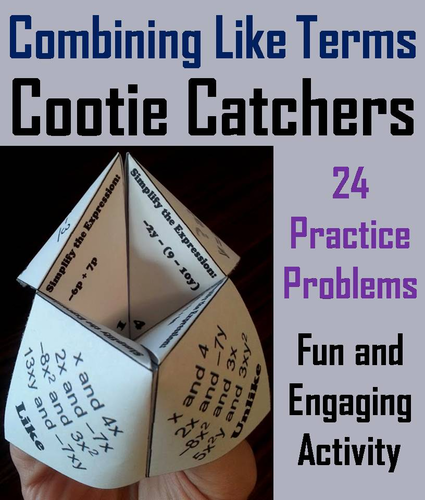 Combining Like Terms Cootie Catchers