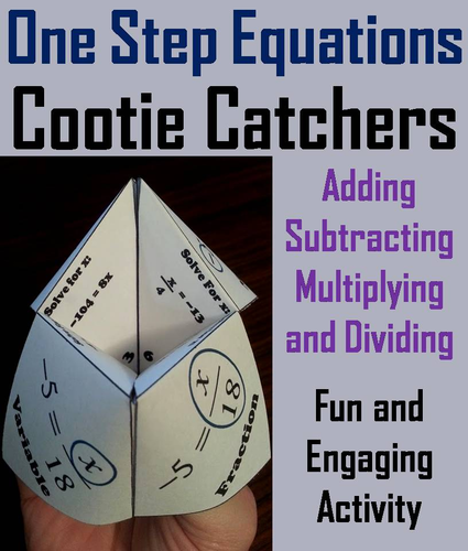 One Step Equations Cootie Catchers