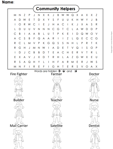 Community Helpers Word Search/ Coloring Book