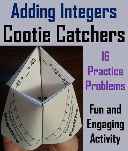 Adding Integers Cootie Catchers