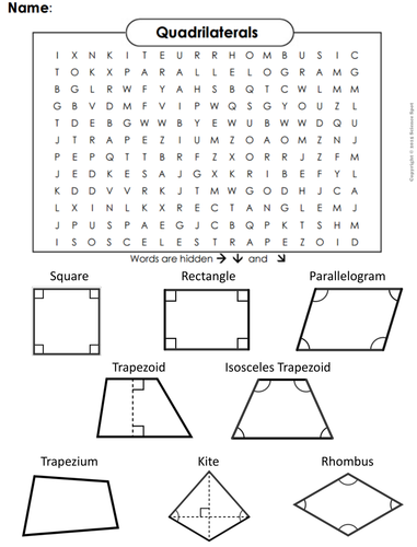 Quadrilaterals Word Search