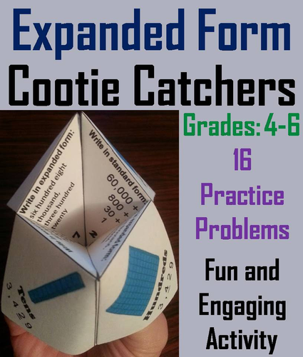 Expanded Form: Grades 4-6 Cootie Catchers