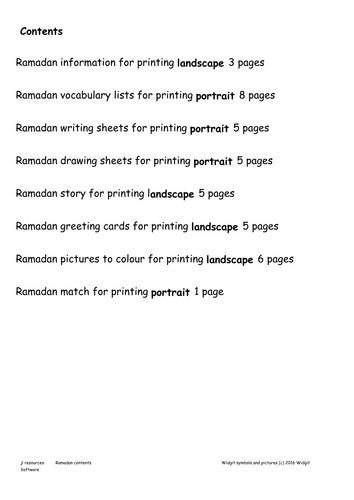 Ramadan Resources / Symbol Supported and Text version 