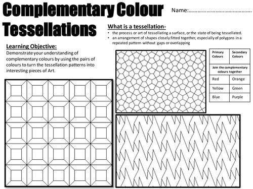 Year 7 - Art and Design:Complementry Colours utilizing Tessellation 