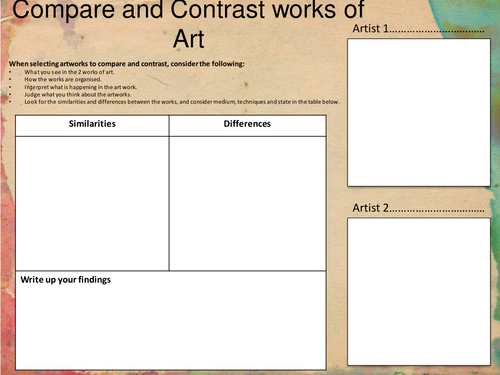 Art and Design: Compare and Contrast Artwork
