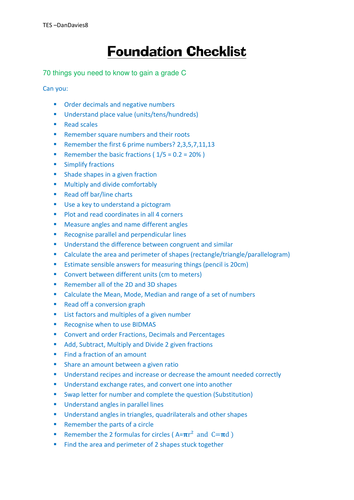 FOUNDATION Revision Crash Course - 70 Things you need for a C - ULTIMATE REVISION C/D