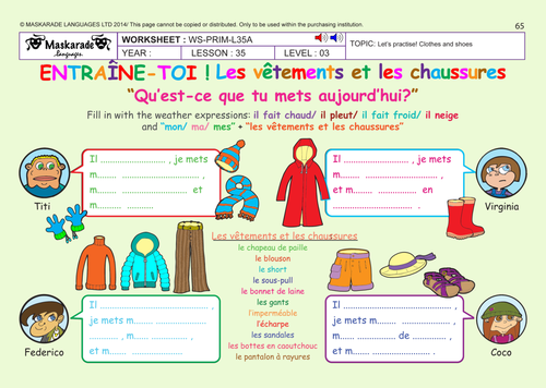 FRENCH (UNIT 7: MY HOME, TRANSPORT, CLOTHES, HOLIDAYS) Year 5/6: Clothes, underwears and shoes
