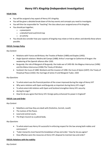 What type of a king was Henry VII?