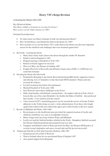 How successful was Henry VII’s reign?